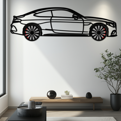 Mercedes C300 Coupe Metal Wall Art – Rotating Wheels Edition – Luxury Car Silhouette Decor for Home, Office & Garage - KAFMEKA074 - Tampa Home & Garden Store