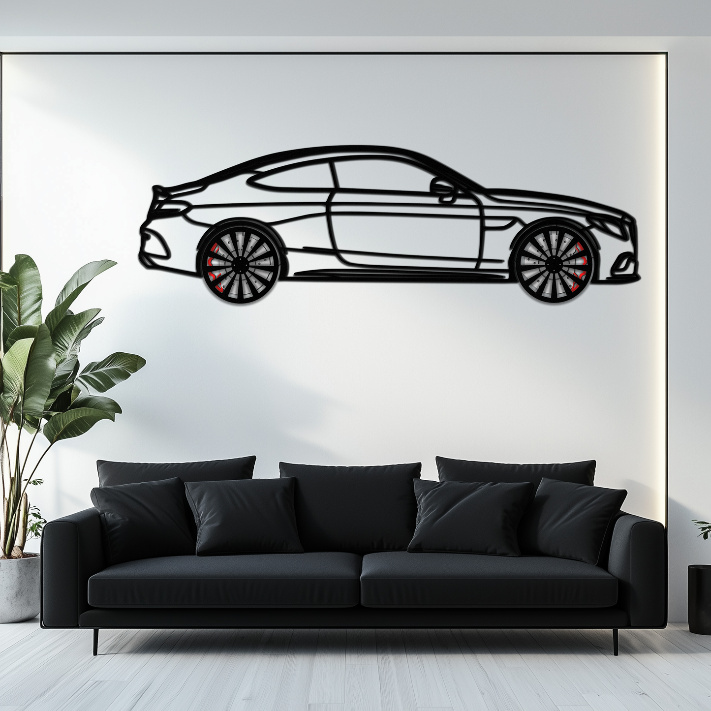 Mercedes C300 Coupe Metal Wall Art – Rotating Wheels Edition – Luxury Car Silhouette Decor for Home, Office & Garage - KAFMEKA074 - Tampa Home & Garden Store
