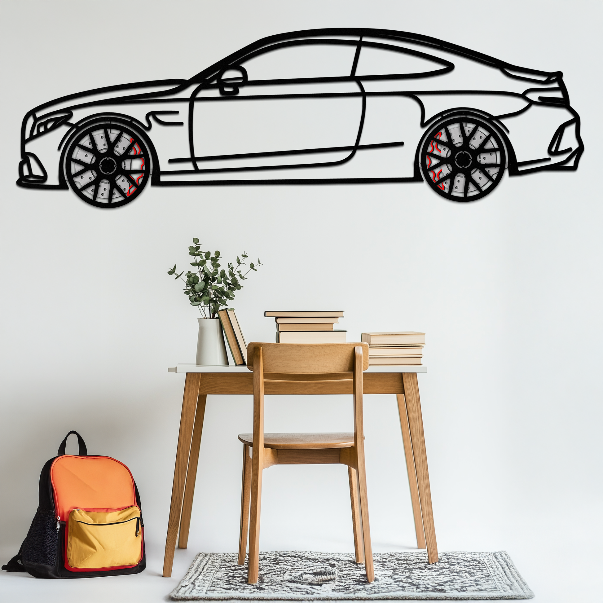 Mercedes C63 AMG Metal Wall Art – Performance Coupe Silhouette with Rotating Wheels 🔥🏁KAFMEKA071 - Tampa Home & Garden Store