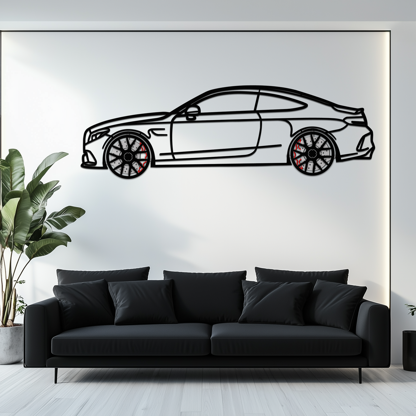 Mercedes C63 AMG Metal Wall Art – Performance Coupe Silhouette with Rotating Wheels 🔥🏁KAFMEKA071 - Tampa Home & Garden Store