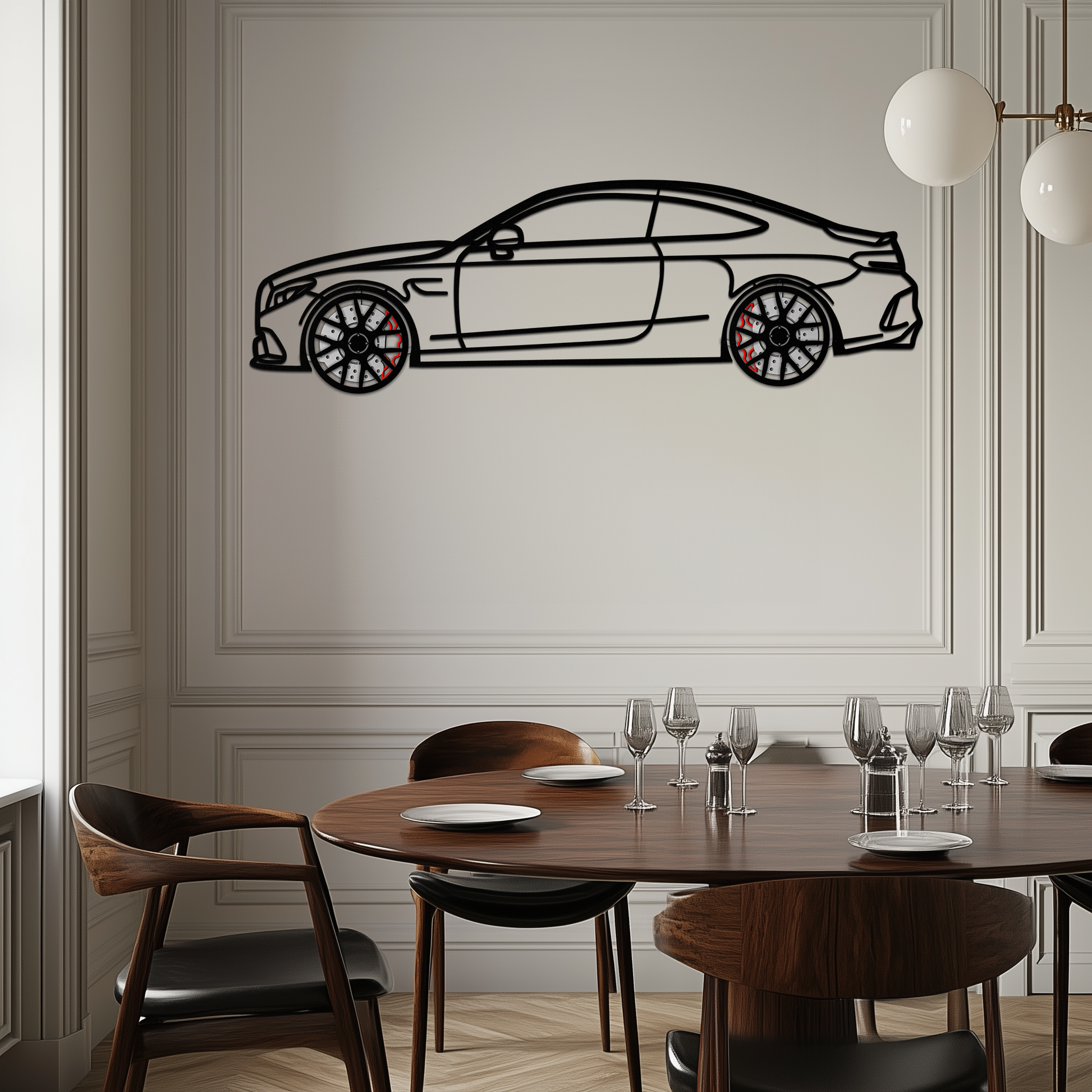 Mercedes C63 AMG Metal Wall Art – Performance Coupe Silhouette with Rotating Wheels 🔥🏁KAFMEKA071 - Tampa Home & Garden Store