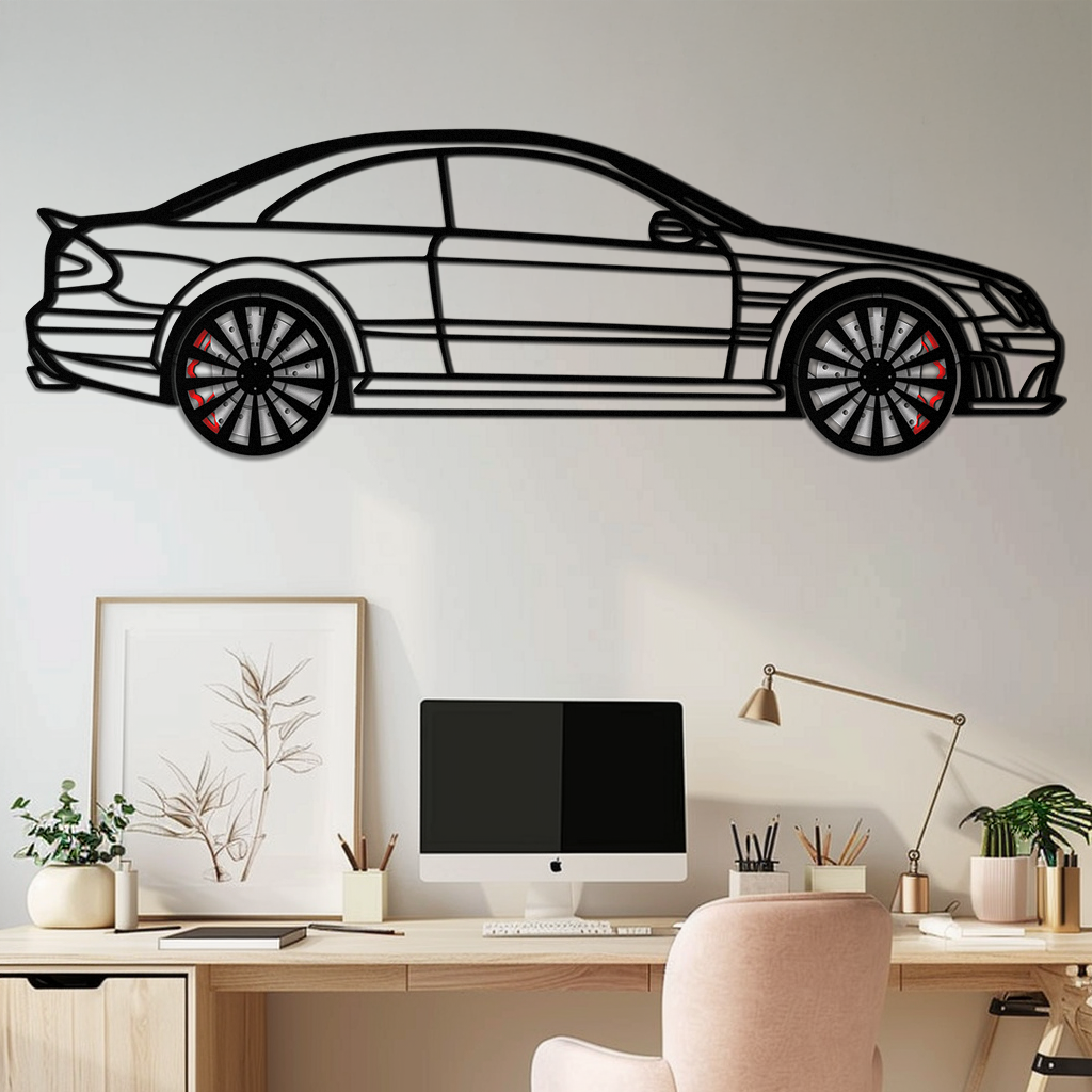 Mercedes CLK63 Metal Wall Art – Spinning Wheel Garage Decor for Car Enthusiasts - KAFMEKA076 - Tampa Home & Garden Store
