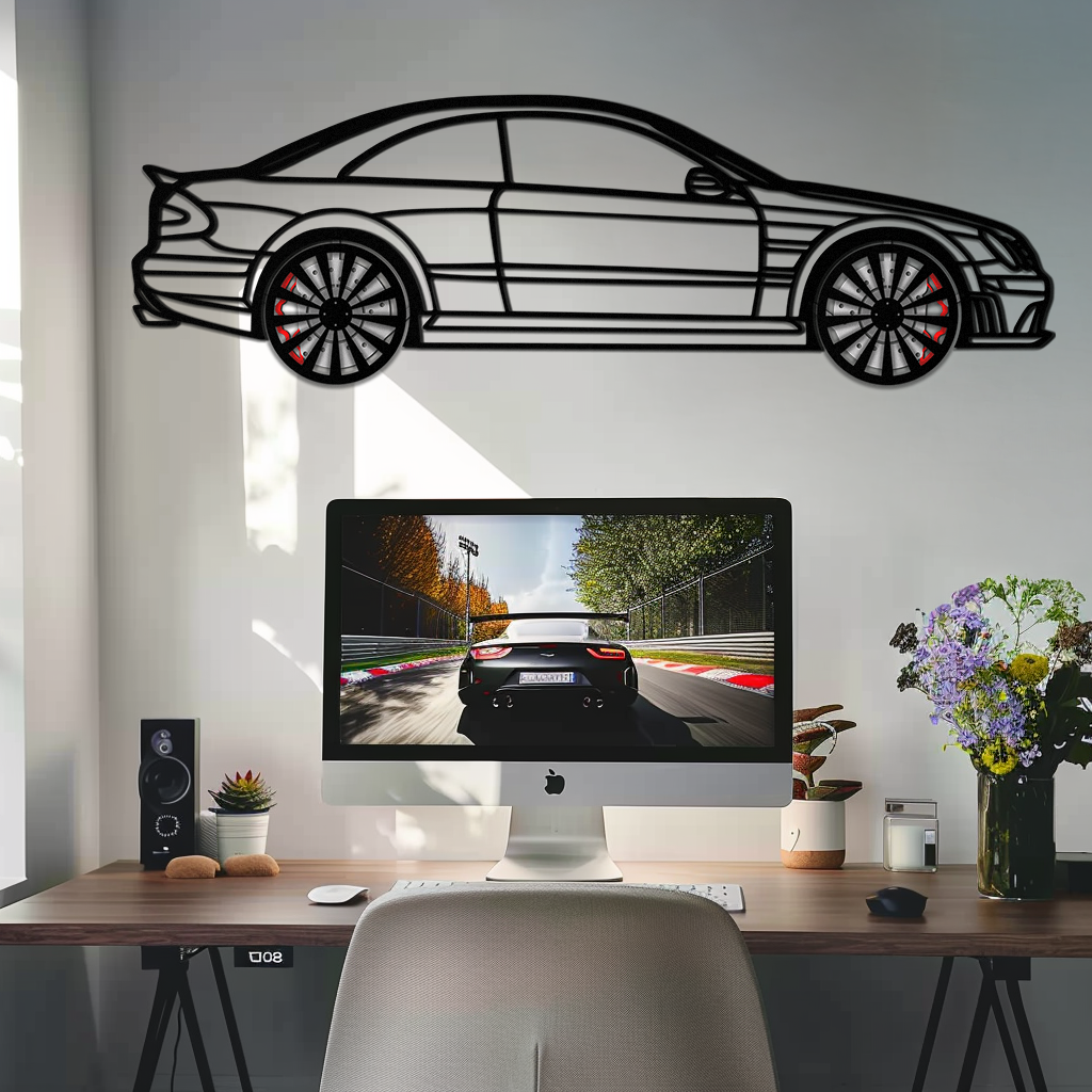 Mercedes CLK63 Metal Wall Art – Spinning Wheel Garage Decor for Car Enthusiasts - KAFMEKA076 - Tampa Home & Garden Store