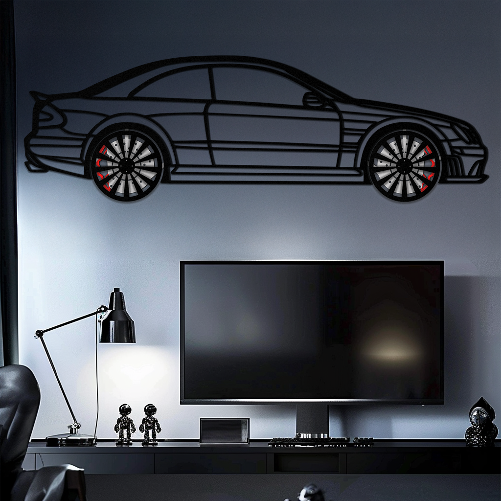 Mercedes CLK63 Metal Wall Art – Spinning Wheel Garage Decor for Car Enthusiasts - KAFMEKA076 - Tampa Home & Garden Store
