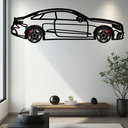 Mercedes E53 AMG Rotating Wheel Metal Wall Art – Luxury Coupe Silhouette Decor for Car Enthusiasts- KAFMEKA078 - Tampa Home & Garden Store