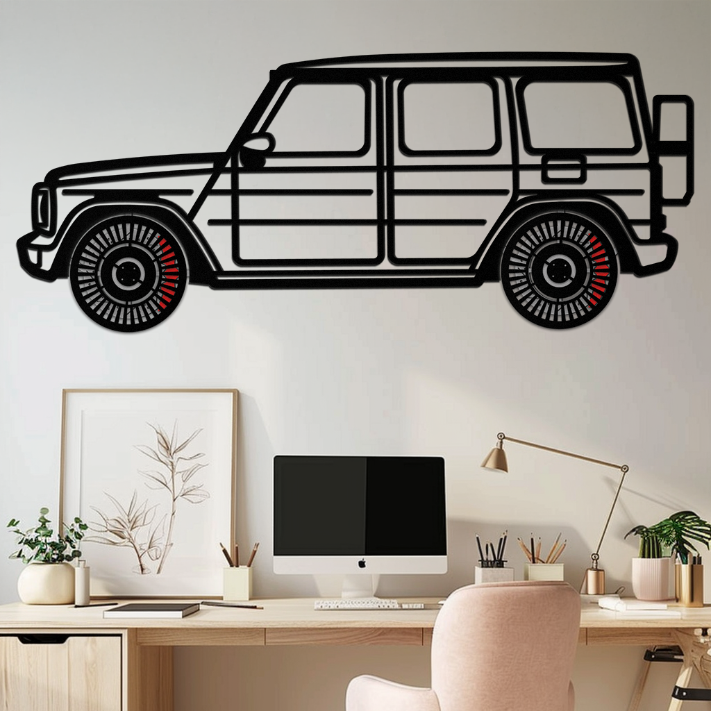 Mercedes G-Class Metal Wall Art – Luxury SUV Silhouette with Rotating Wheels 🚙✨KAFMEKA069 - Tampa Home & Garden Store