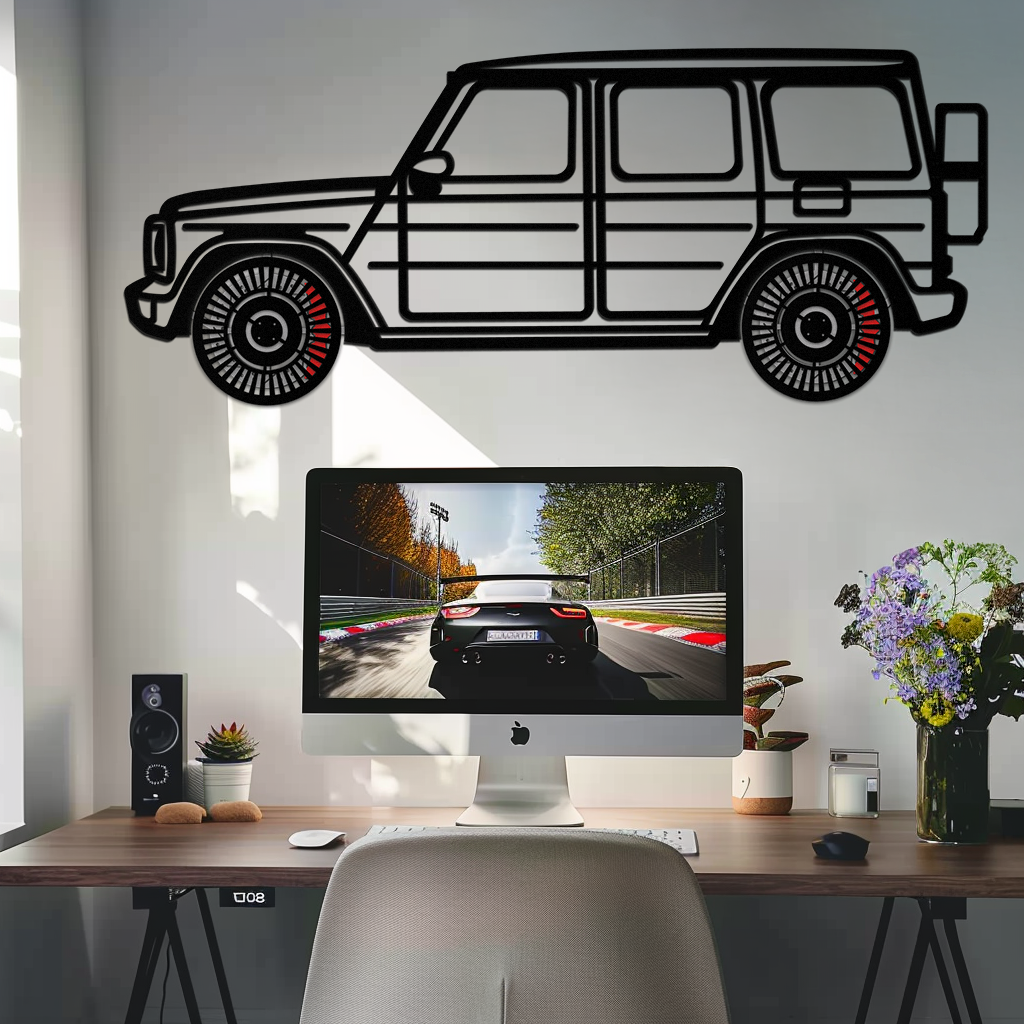 Mercedes G-Class Metal Wall Art – Luxury SUV Silhouette with Rotating Wheels 🚙✨KAFMEKA069 - Tampa Home & Garden Store