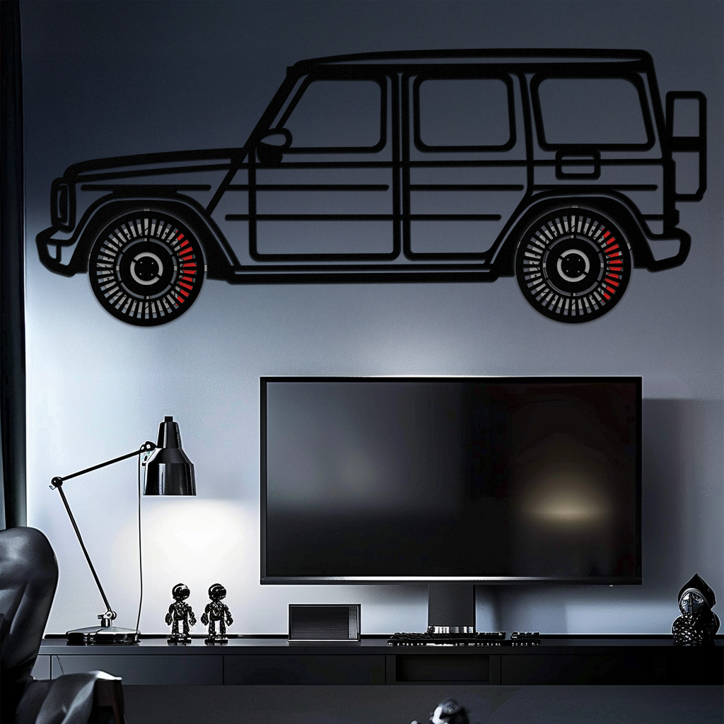 Mercedes G-Class Metal Wall Art – Luxury SUV Silhouette with Rotating Wheels 🚙✨KAFMEKA069 - Tampa Home & Garden Store