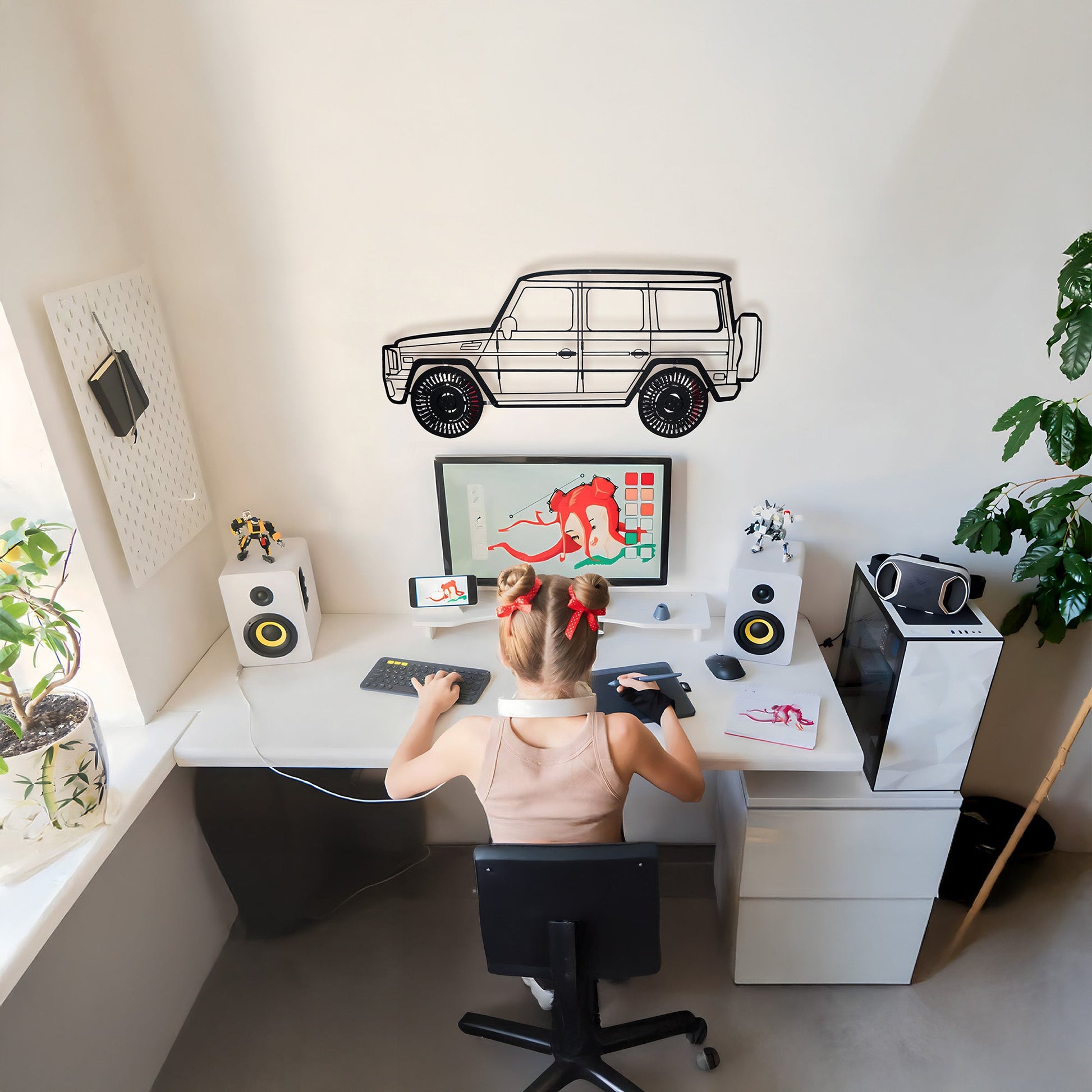 Mercedes G63 AMG Wall Art – Luxury 4x4 Steel Silhouette with Spinning Wheels-KAFMEKA034 - Tampa Home & Garden Store