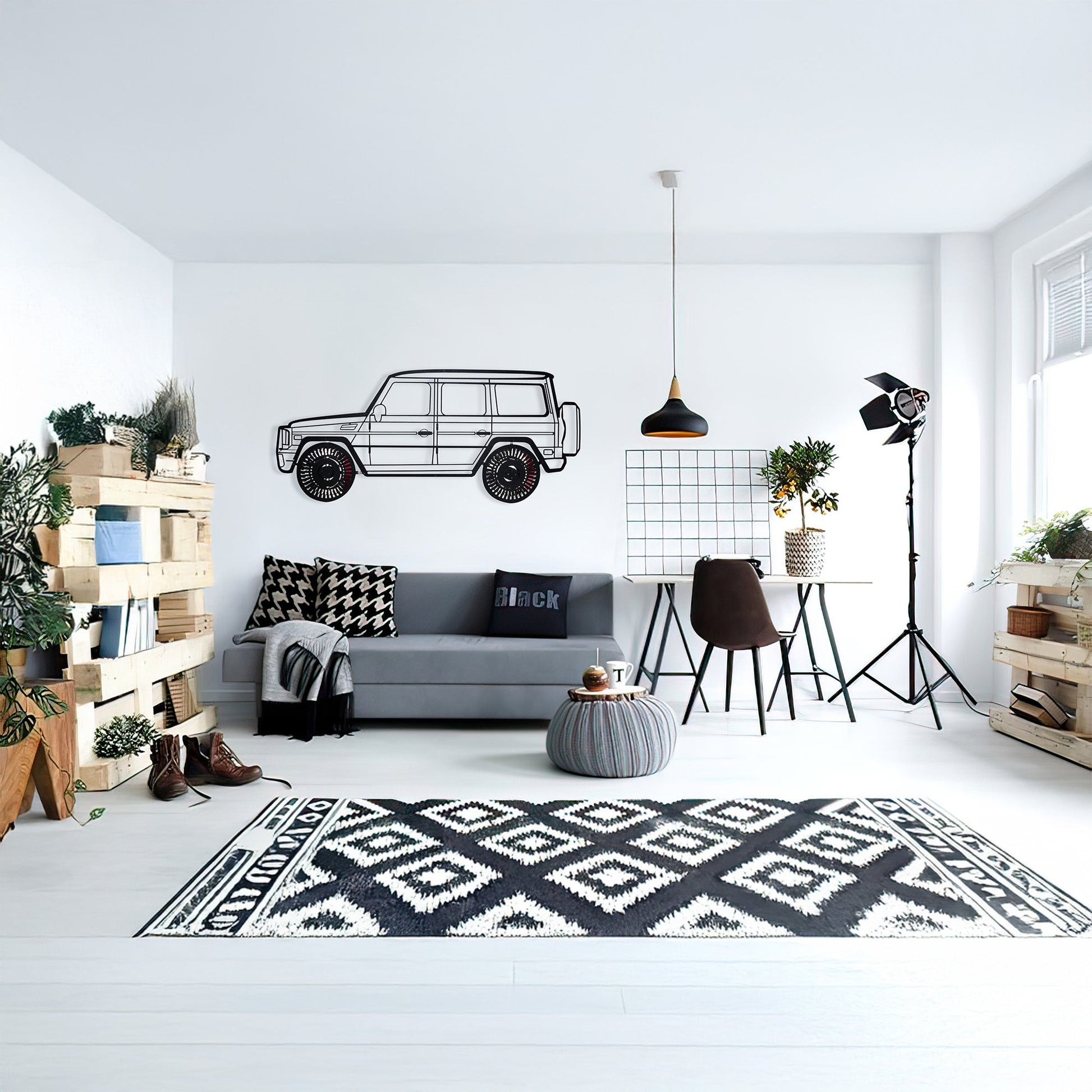 Mercedes G63 AMG Wall Art – Luxury 4x4 Steel Silhouette with Spinning Wheels-KAFMEKA034 - Tampa Home & Garden Store