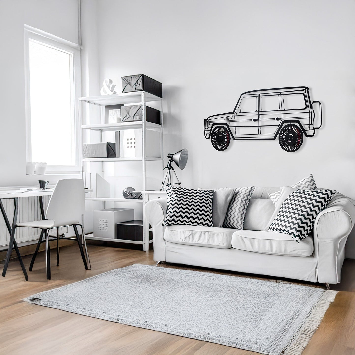 Mercedes G63 AMG Wall Art – Luxury 4x4 Steel Silhouette with Spinning Wheels-KAFMEKA034 - Tampa Home & Garden Store