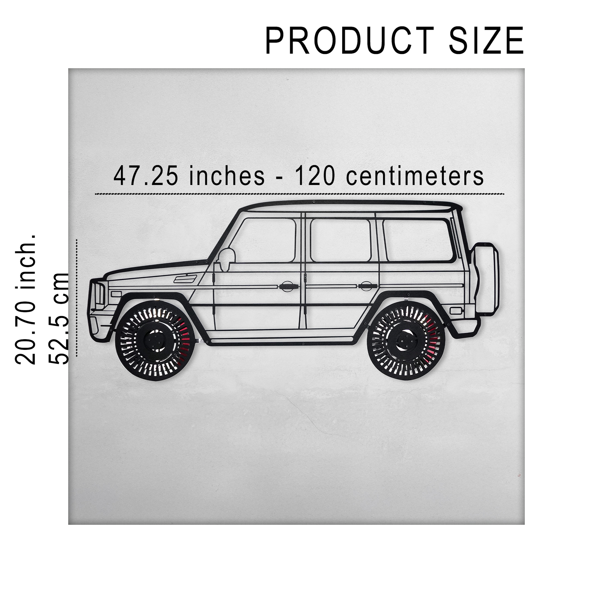 Mercedes G63 AMG Wall Art – Luxury 4x4 Steel Silhouette with Spinning Wheels-KAFMEKA034 - Tampa Home & Garden Store