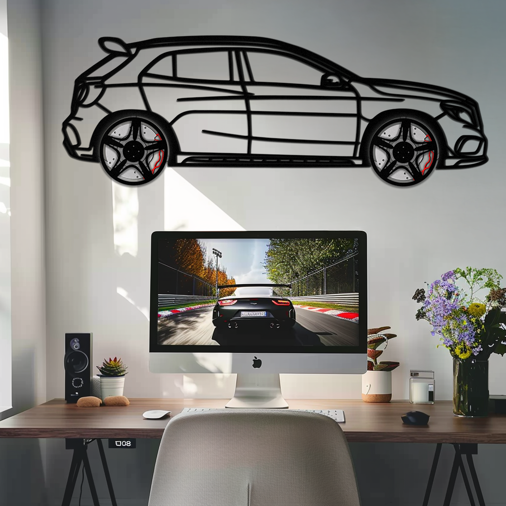 Mercedes GLA 45 Metal Wall Art – Rotating Wheel Car Silhouette Decor | Luxury Automotive Gift for Car Lovers- KAFMEKA080 - Tampa Home & Garden Store