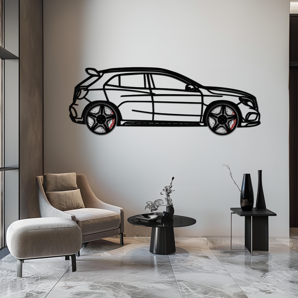 Mercedes GLA 45 Metal Wall Art – Rotating Wheel Car Silhouette Decor | Luxury Automotive Gift for Car Lovers- KAFMEKA080 - Tampa Home & Garden Store