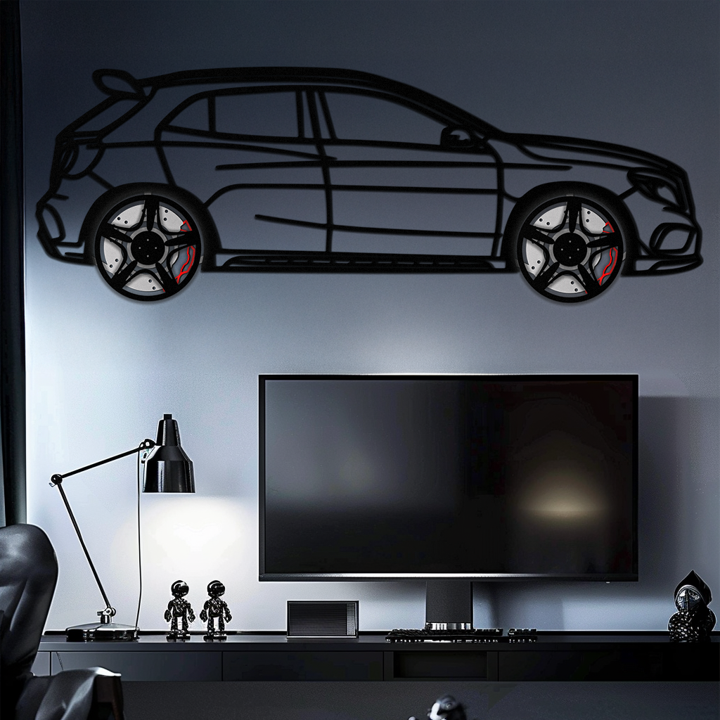 Mercedes GLA 45 Metal Wall Art – Rotating Wheel Car Silhouette Decor | Luxury Automotive Gift for Car Lovers- KAFMEKA080 - Tampa Home & Garden Store