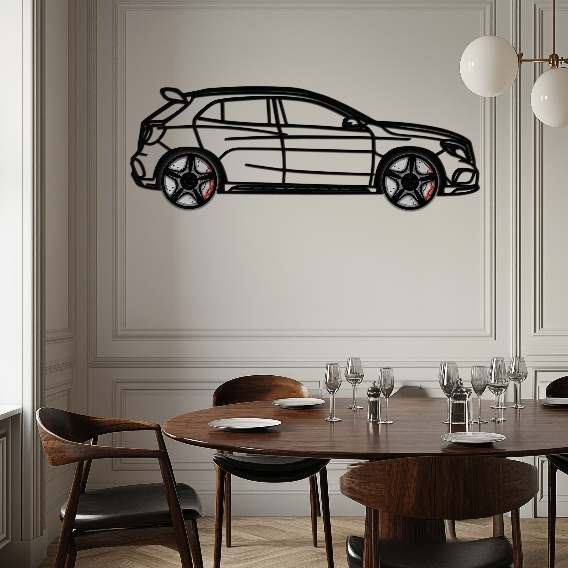 Mercedes GLA 45 Metal Wall Art – Rotating Wheel Car Silhouette Decor | Luxury Automotive Gift for Car Lovers- KAFMEKA080 - Tampa Home & Garden Store