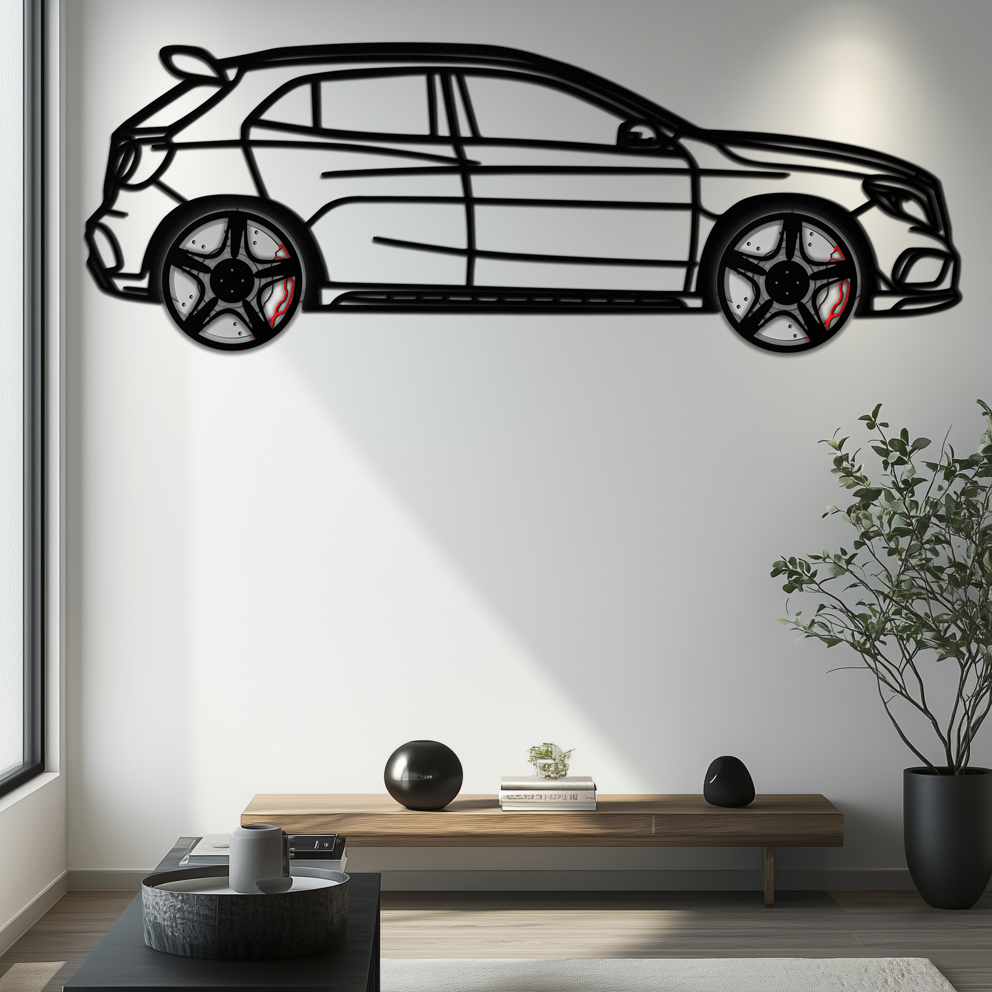 Mercedes GLA 45 Metal Wall Art – Rotating Wheel Car Silhouette Decor | Luxury Automotive Gift for Car Lovers- KAFMEKA080 - Tampa Home & Garden Store