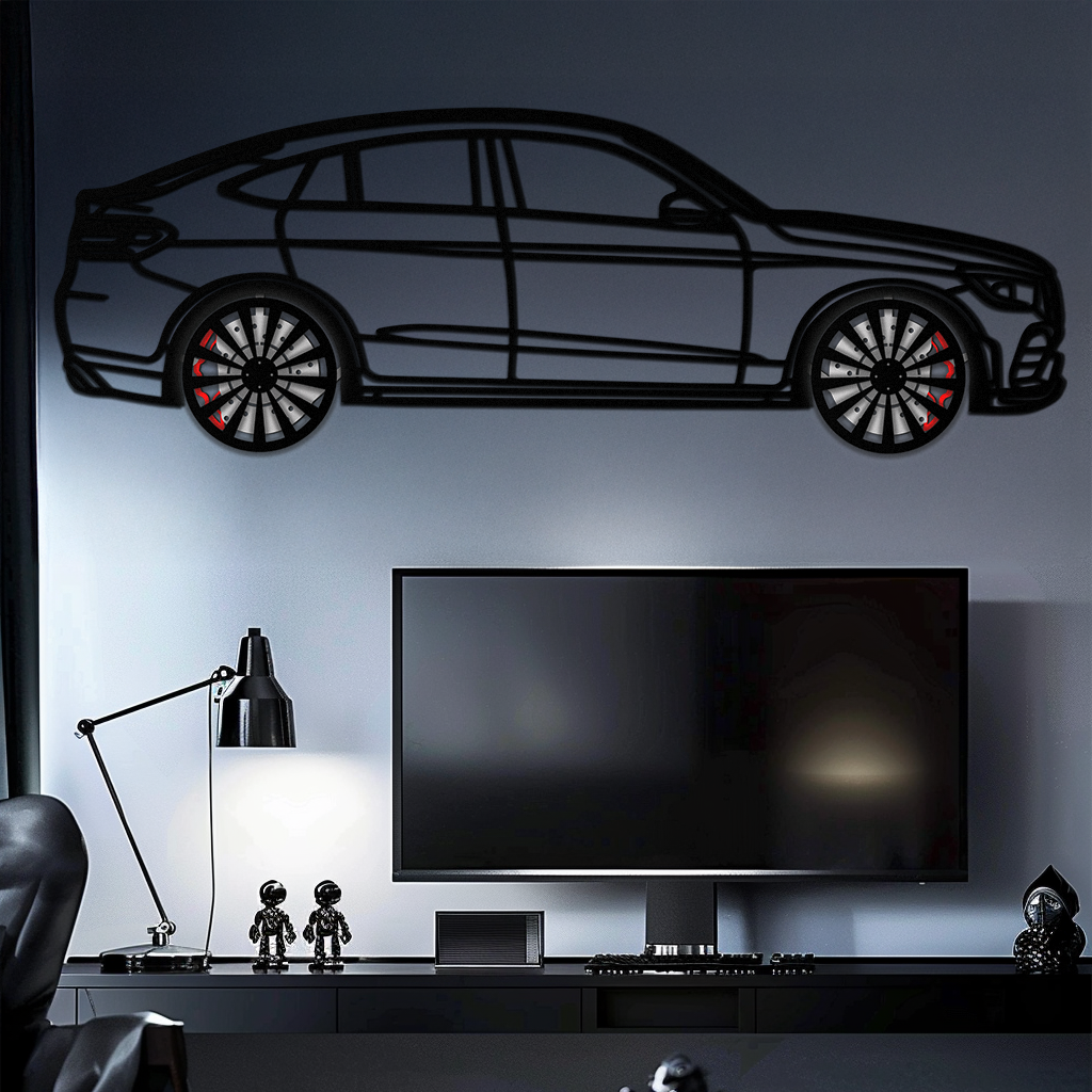 Mercedes GLC Coupe Metal Wall Art – Rotating Wheels Edition | Luxury AMG-Inspired Garage & Home Decor -KAFMEKA081 - Tampa Home & Garden Store