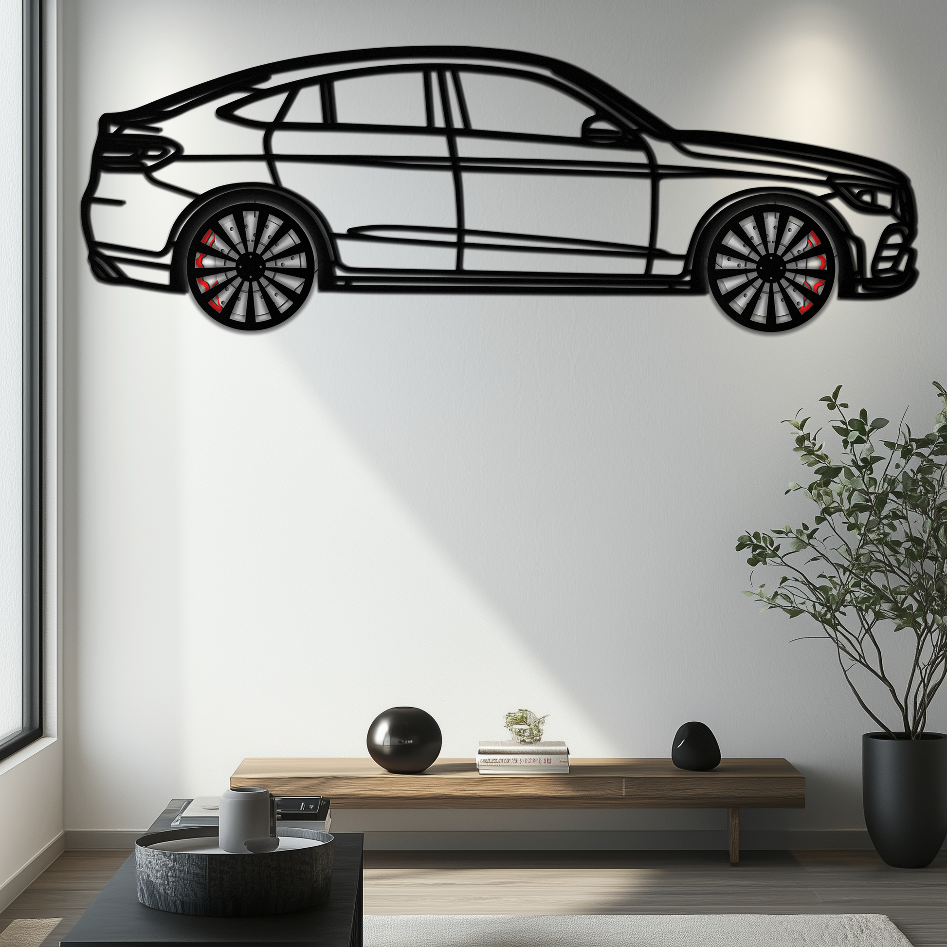 Mercedes GLC Coupe Metal Wall Art – Rotating Wheels Edition | Luxury AMG-Inspired Garage & Home Decor -KAFMEKA081 - Tampa Home & Garden Store