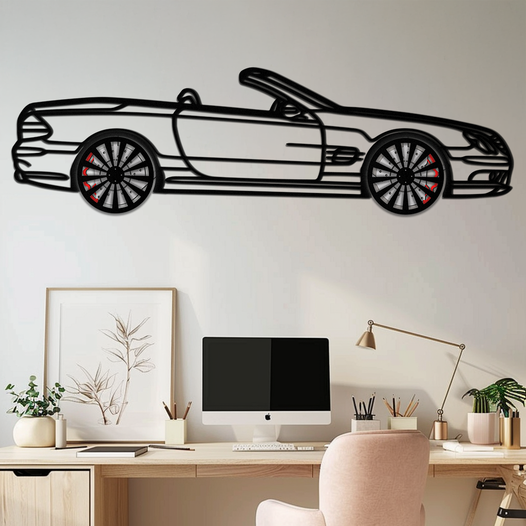 Mercedes SL55 R230 Metal Wall Art – Rotating Wheels Car Silhouette Decor – AMG-Inspired Gift for Car Lovers 🚗✨ -KAFMEKA082 - Tampa Home & Garden Store