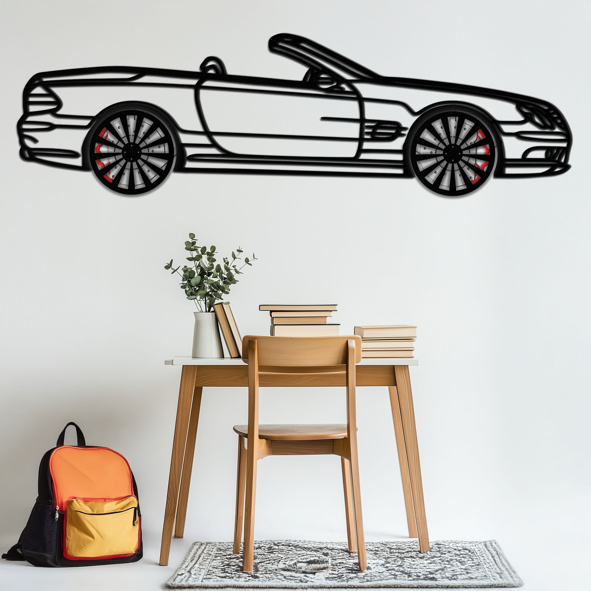 Mercedes SL55 R230 Metal Wall Art – Rotating Wheels Car Silhouette Decor – AMG-Inspired Gift for Car Lovers 🚗✨ -KAFMEKA082 - Tampa Home & Garden Store