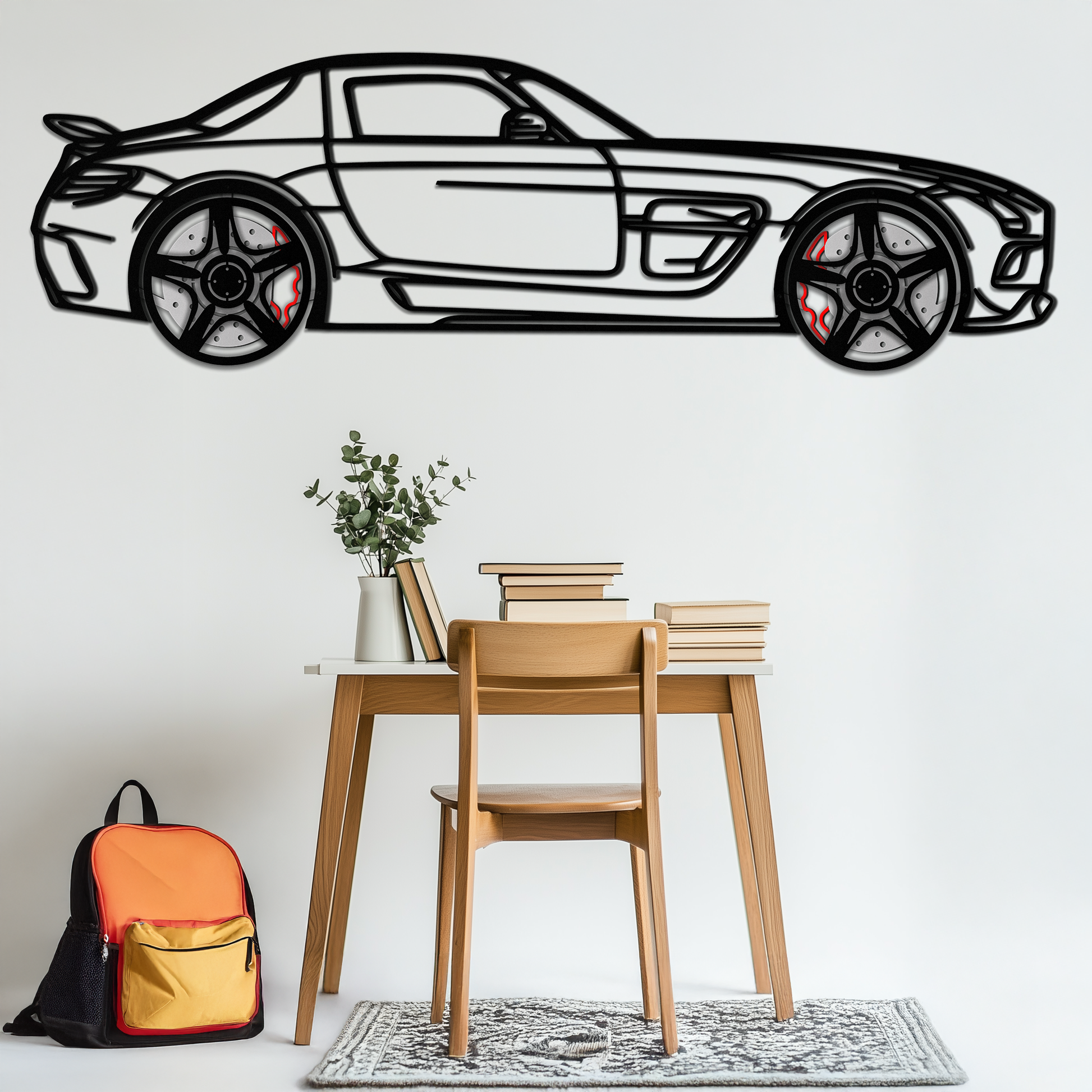 Mercedes SLS AMG Metal Wall Art – Rotating Wheel Car Silhouette • Luxury Automotive Decor • Perfect Gift for Car Lovers - KAFMEKA075 - Tampa Home & Garden Store