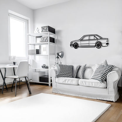 Mercedes W124 Wall Art – Classic Steel Silhouette with Spinning Wheels-KAFMEKA035 - Tampa Home & Garden Store