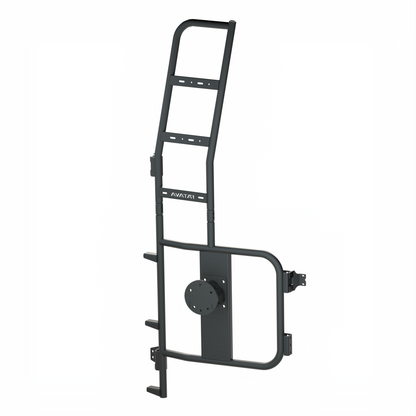 Avatar Offroad van rear ladder tire carrier mount; dark gray metal frame with ladder rungs on Tampa Home & Garden Store