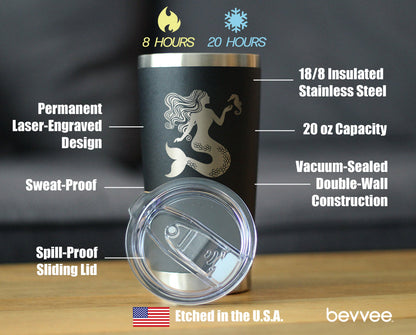 Mermaid - Insulated Coffee Tumbler Cup with Sliding Lid - Stainless Steel Travel Mug - Cute Mermaid Gifts for Women - Tampa soil911.com