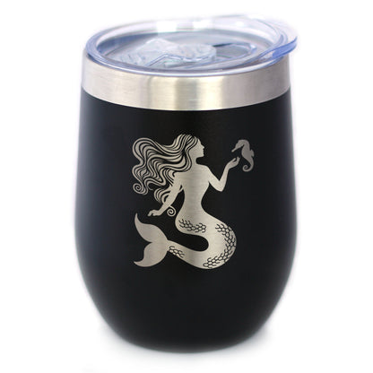 Mermaid - Wine Tumbler Glass with Sliding Lid - Stainless Steel Travel Mug - Cute Mermaid Gifts for Women - Tampa Home & Garden Store