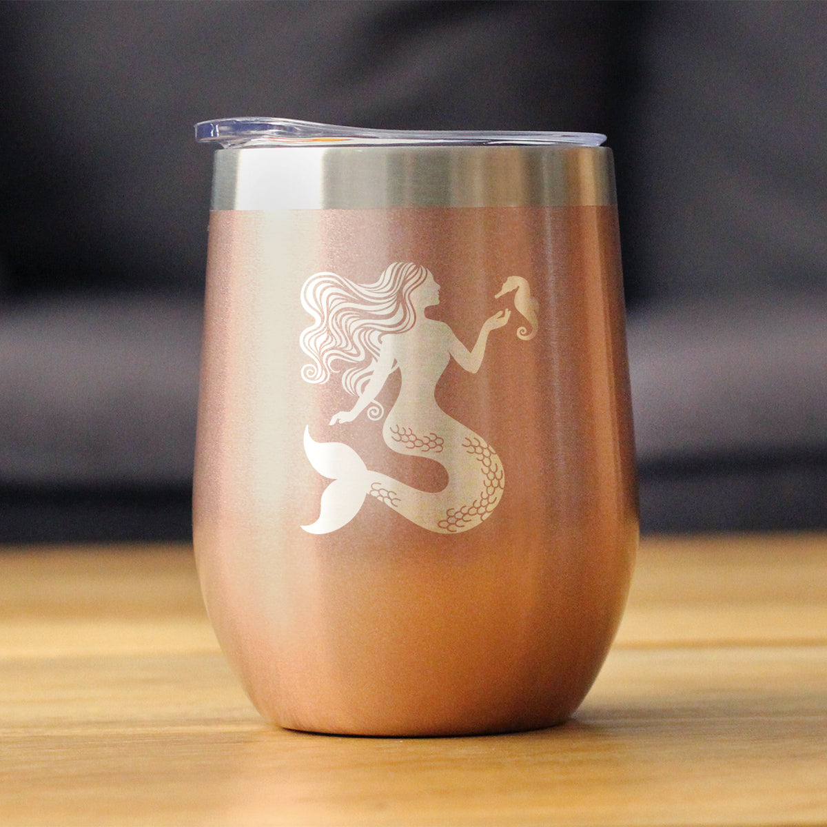 Mermaid - Wine Tumbler Glass with Sliding Lid - Stainless Steel Travel Mug - Cute Mermaid Gifts for Women - Tampa Home & Garden Store