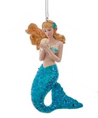 Mermaid With Glittered Tail Ornament - Sea Green - Tampa Home & Garden Store