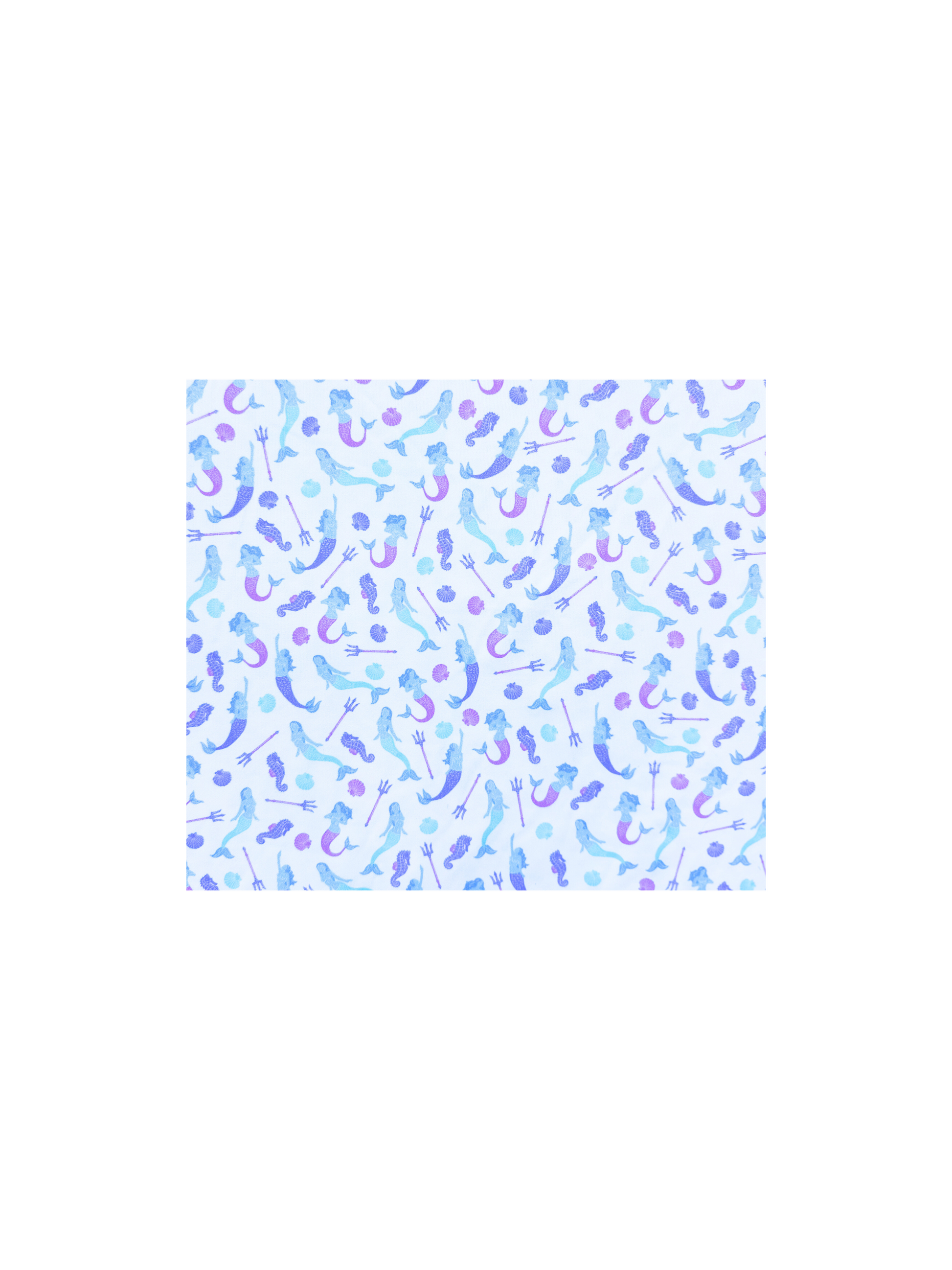 Mermaid Polo fabric pattern in pastel blues and purples on light blue background White Water Life on Tampa Home & Garden Store