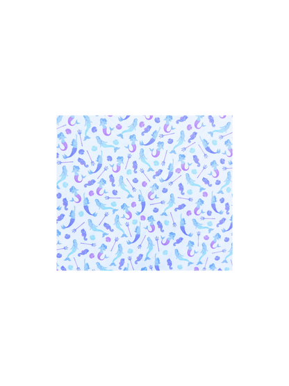 Mermaid Polo fabric pattern in pastel blues and purples on light blue background White Water Life on Tampa Home & Garden Store