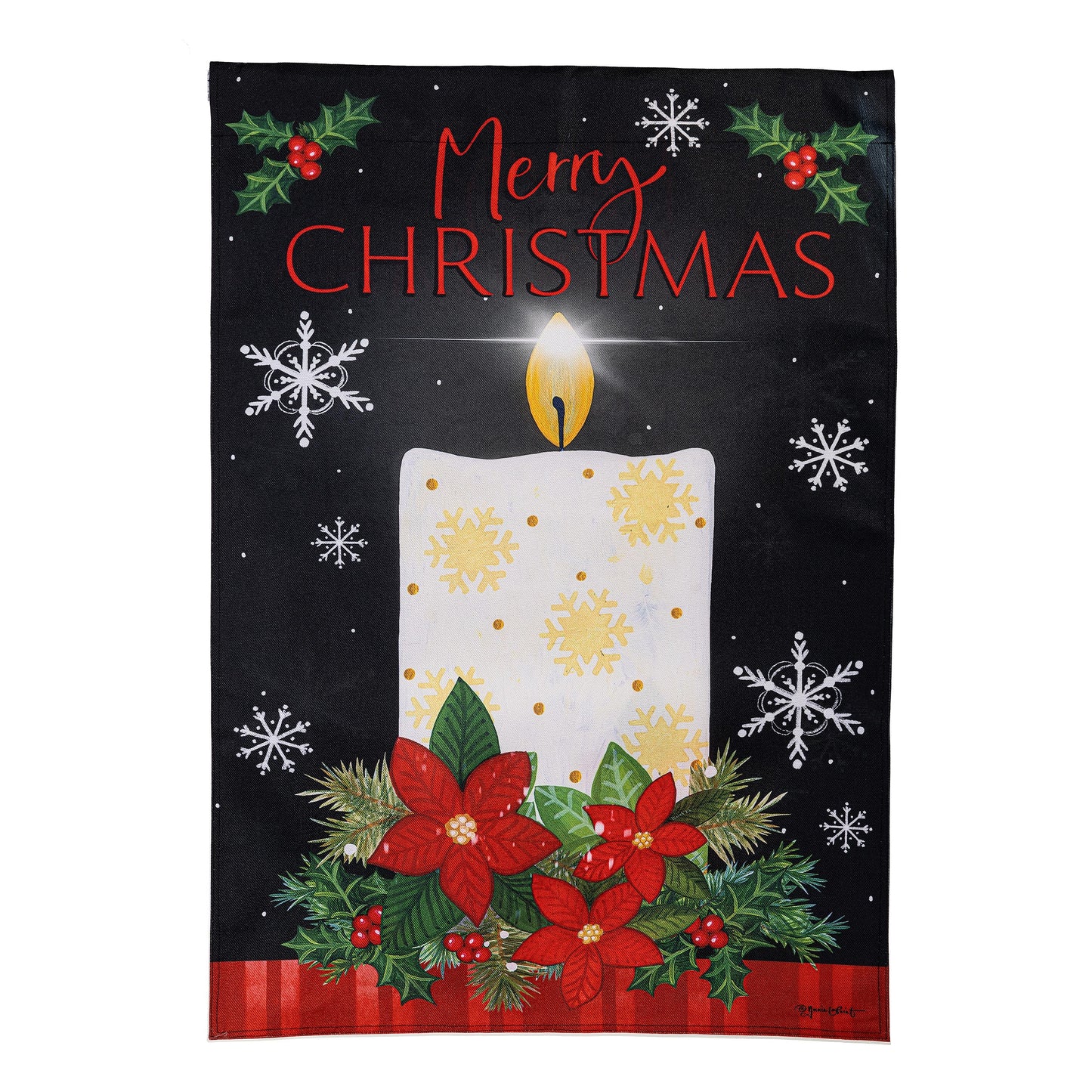 Merry Christmas Candle Burlap House Flag - Tampa Home & Garden Store