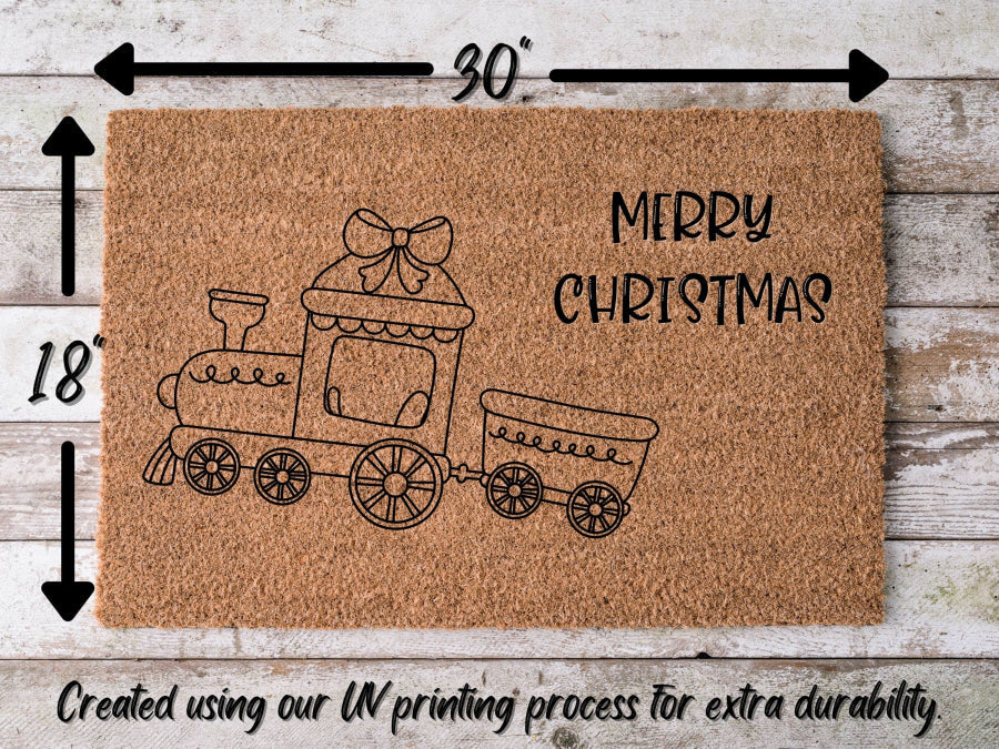 Merry Christmas Door Mat | Hippo Christmas Doormat | Winter Decoration | Welcome Mat | Holiday Doormat | Winter Decor | Christmas Gift - Tampa Home & Garden Store