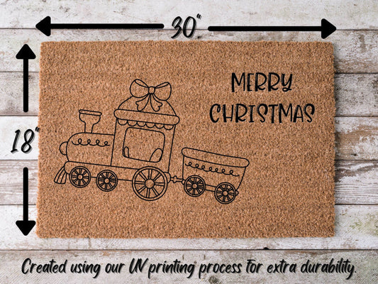 Merry Christmas Door Mat | Hippo Christmas Doormat | Winter Decoration | Welcome Mat | Holiday Doormat | Winter Decor | Christmas Gift - Tampa Home & Garden Store