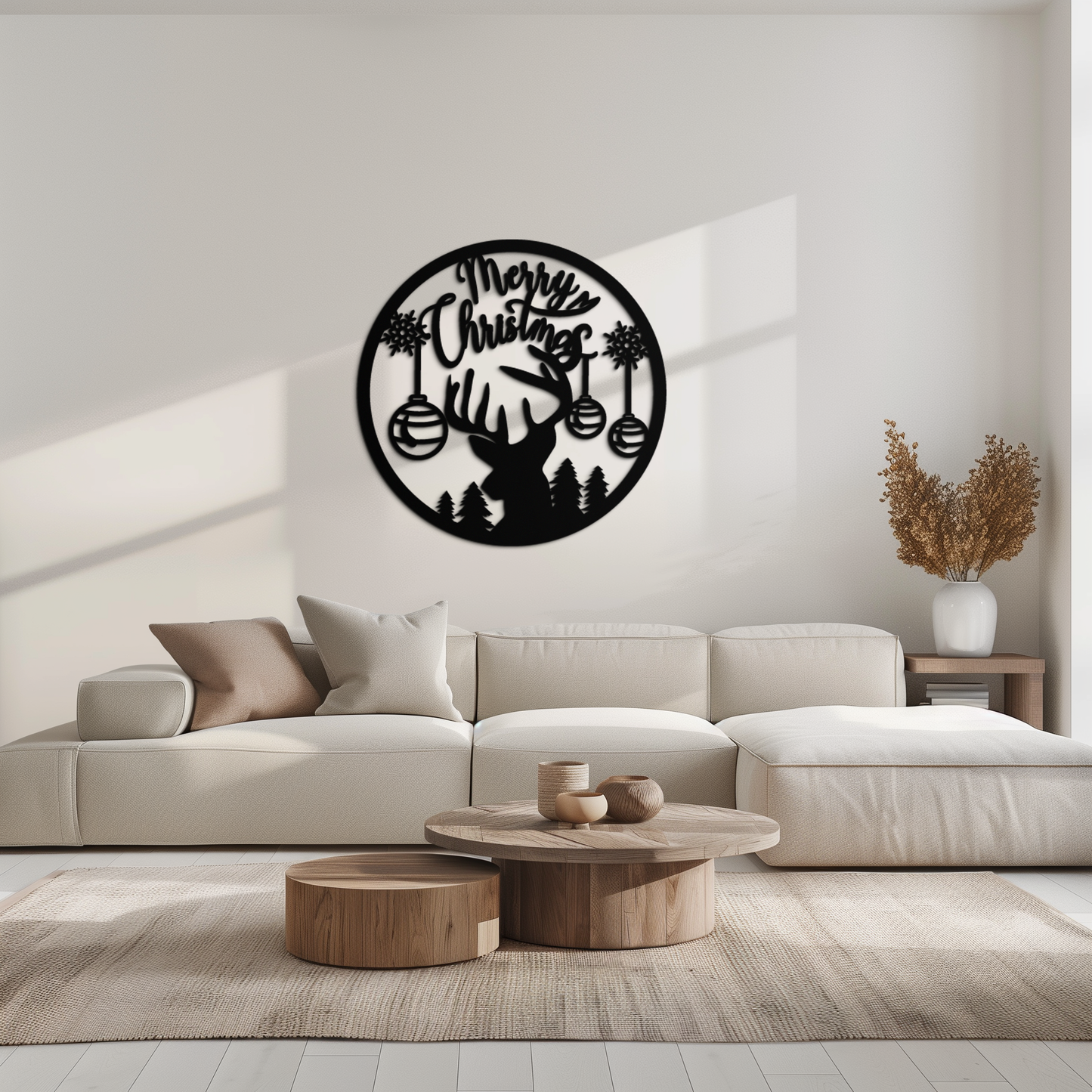 Merry Christmas Metal Wall Art - Festive Reindeer Silhouette Decor- KAF288 - Tampa Home & Garden Store