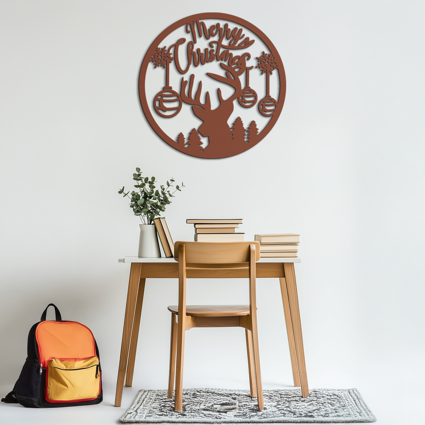 Merry Christmas Metal Wall Art - Festive Reindeer Silhouette Decor- KAF288 - Tampa Home & Garden Store