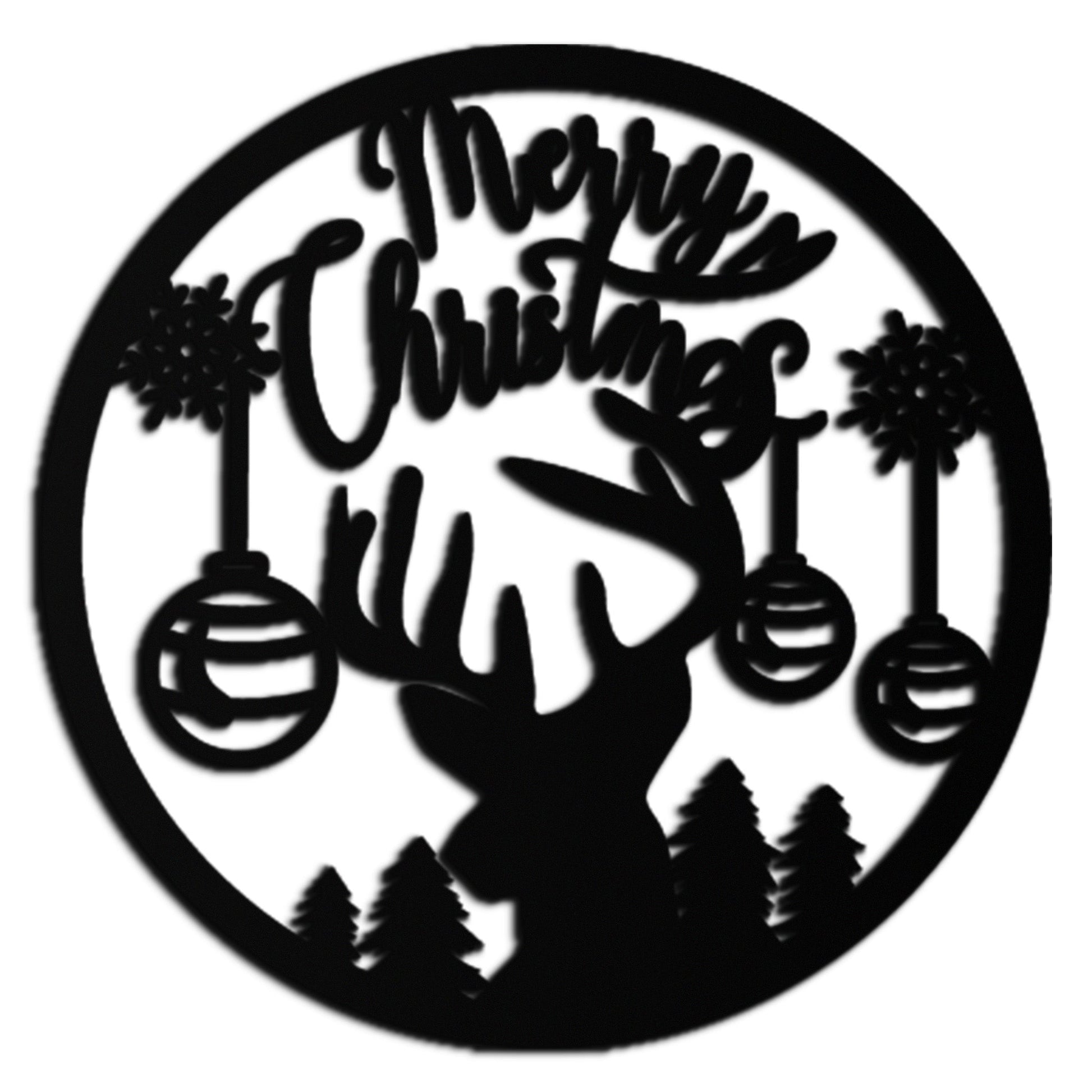 Merry Christmas Metal Wall Art - Festive Reindeer Silhouette Decor- KAF288 - Tampa Home & Garden Store