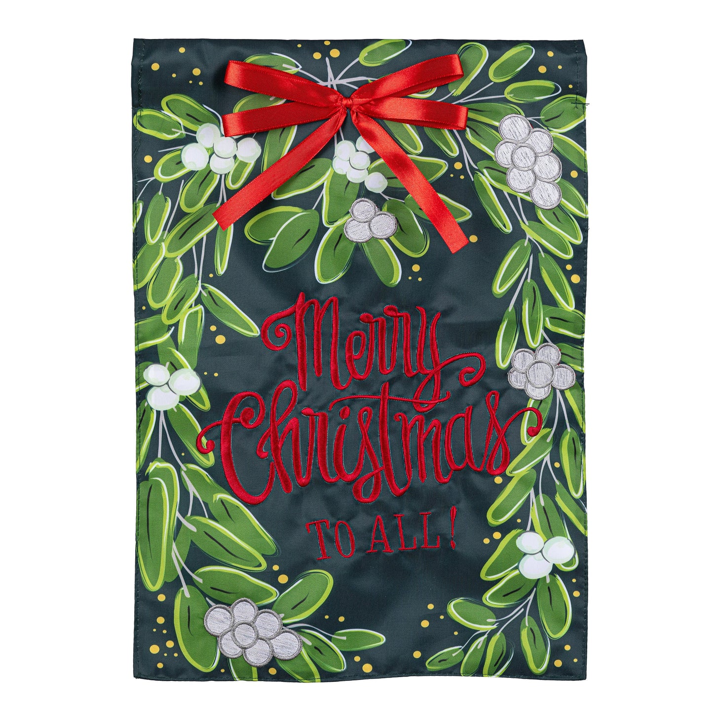 Merry Christmas Mistletoe Applique Garden Flag - Tampa Home & Garden Store