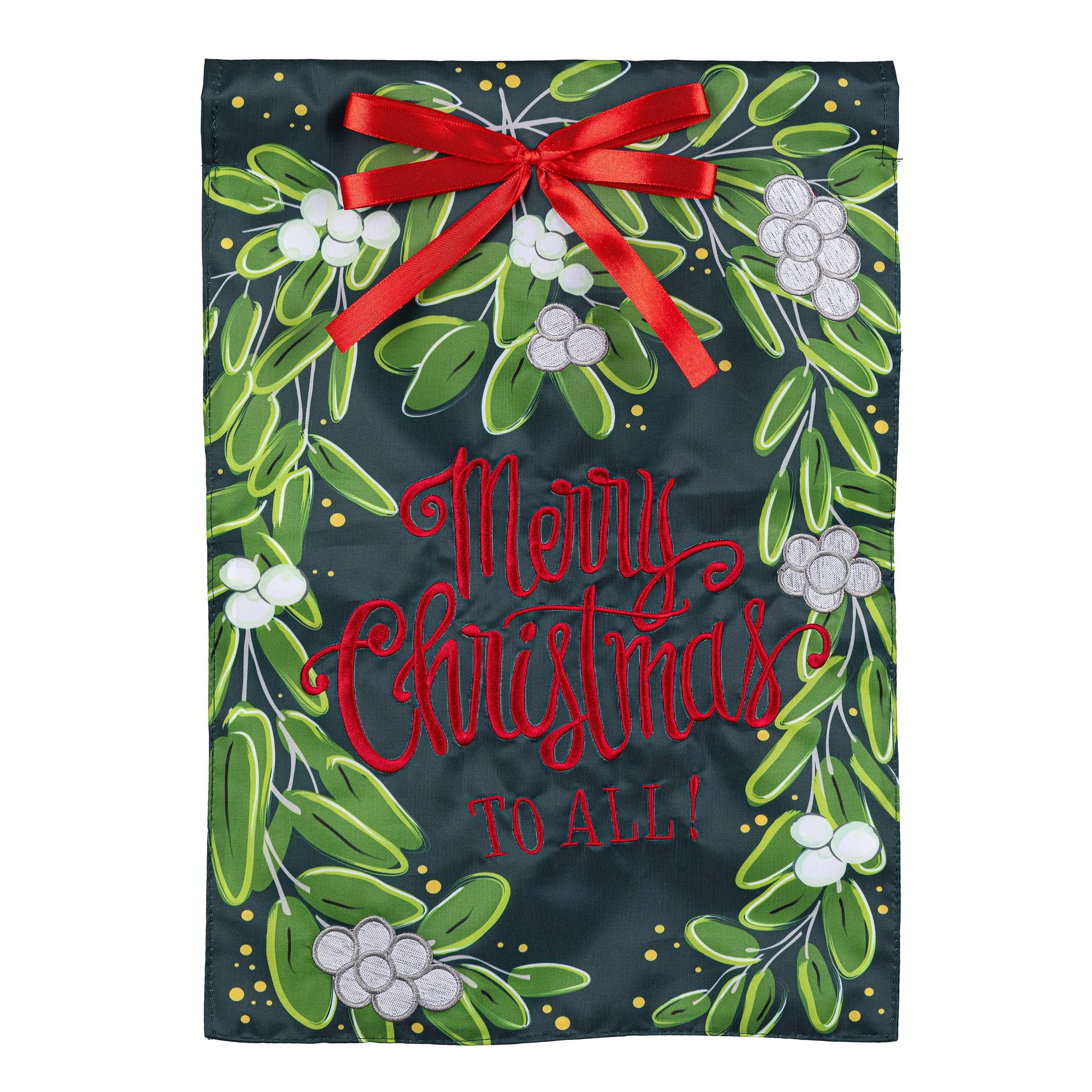 Merry Christmas Mistletoe Applique Garden Flag - Tampa Home & Garden Store