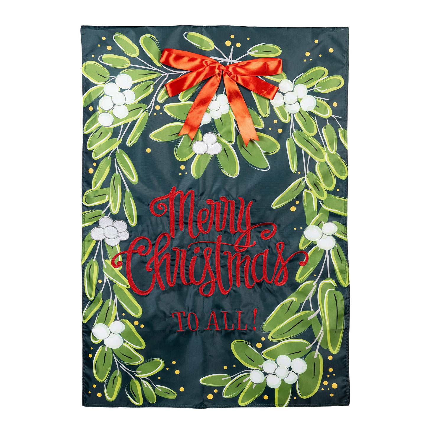 Merry Christmas Mistletoe Applique House Flag - Tampa Home & Garden Store