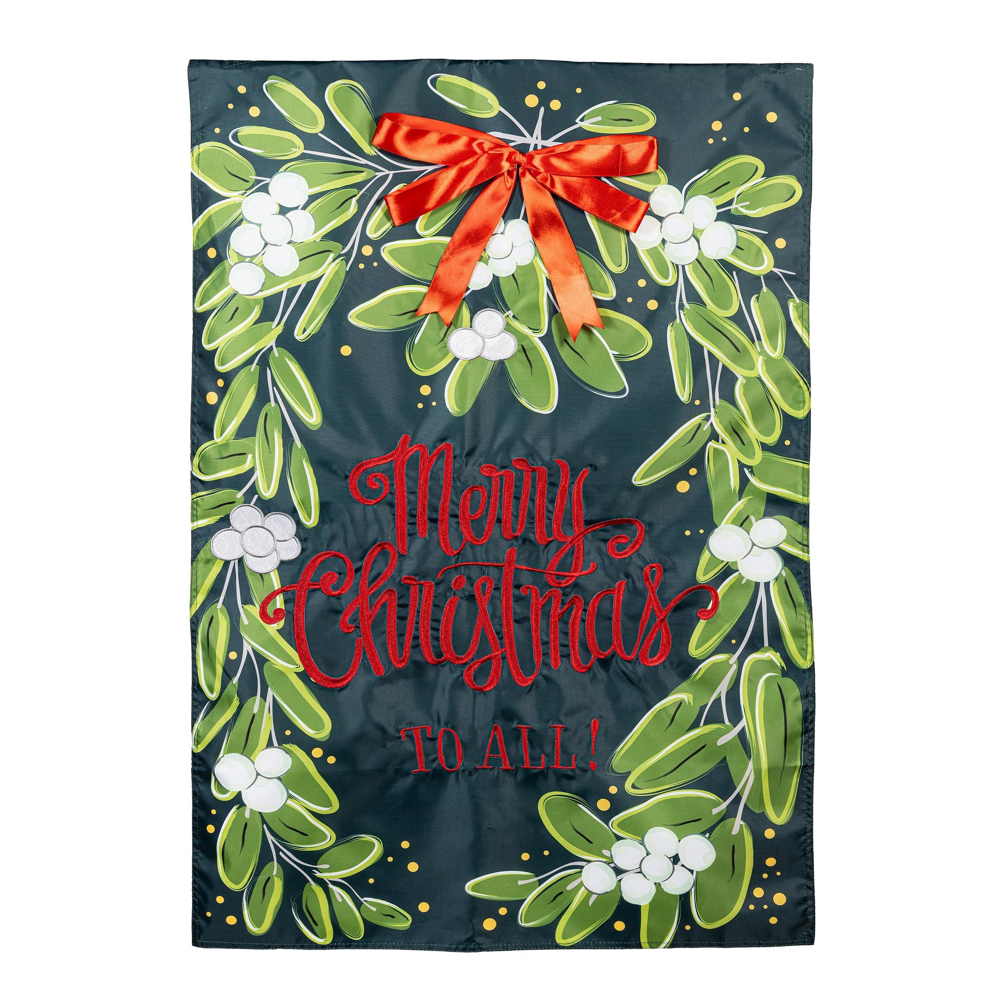 Merry Christmas Mistletoe Applique House Flag - Tampa Home & Garden Store