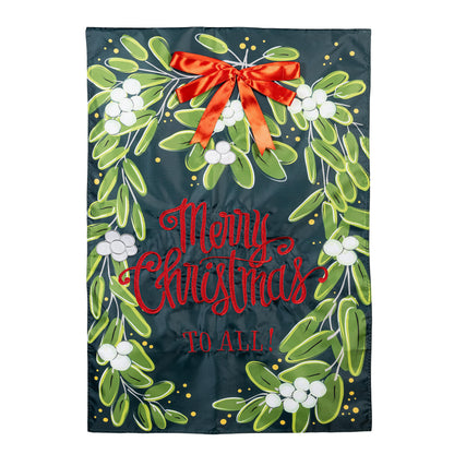 Merry Christmas Mistletoe Applique House Flag - Tampa Home & Garden Store