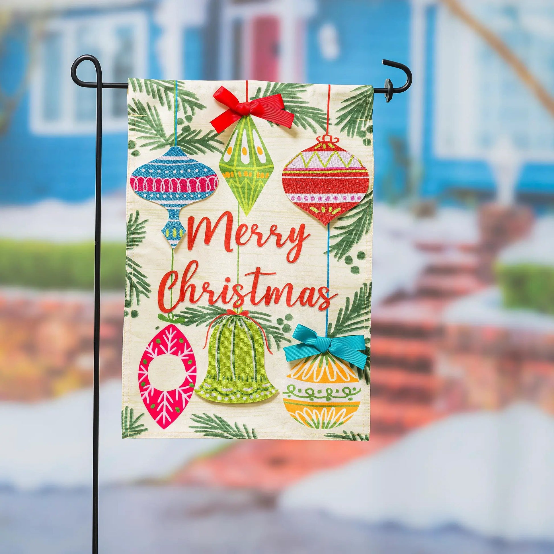 Merry Christmas Ornaments Garden Linen Flag - Tampa Home & Garden Store