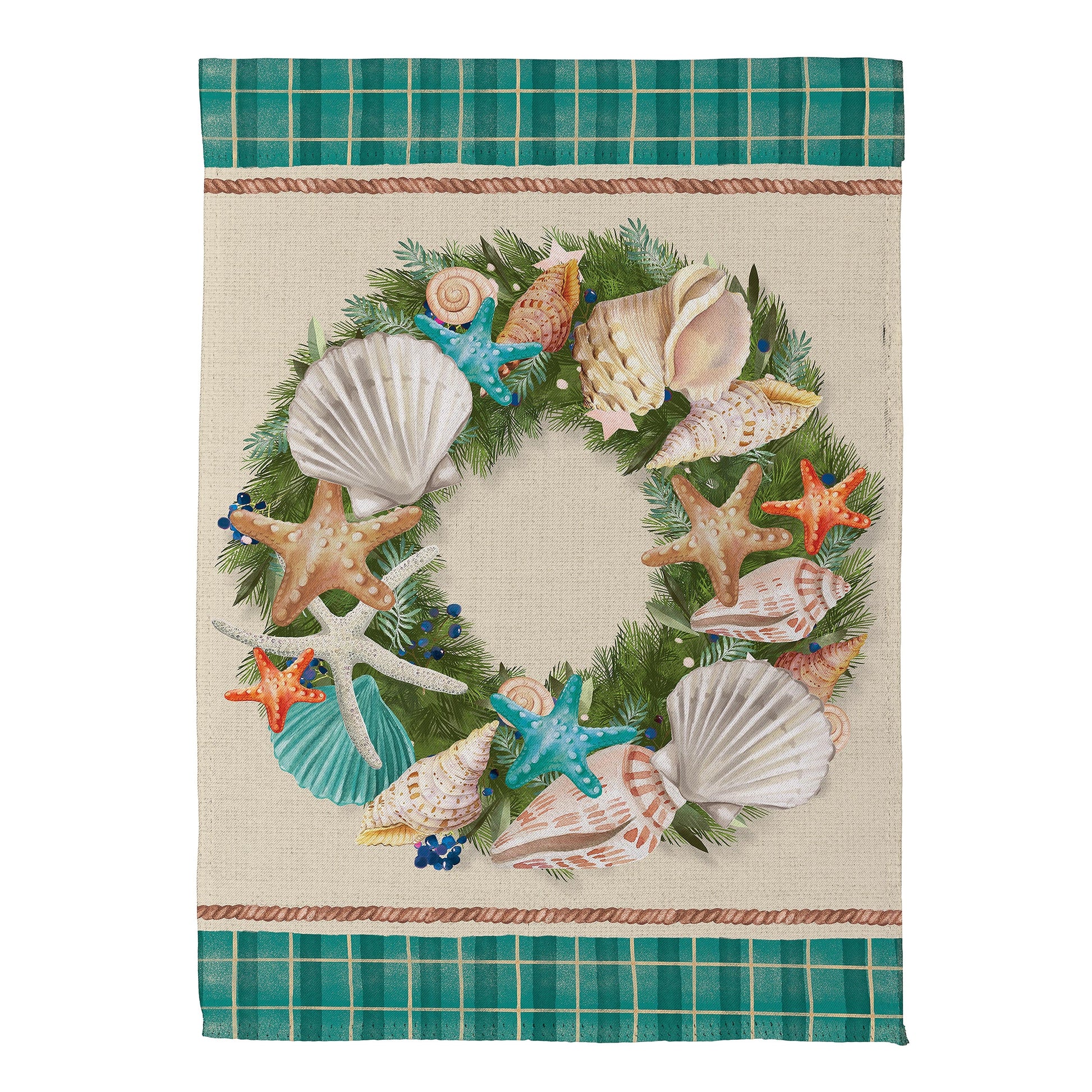 Merry Christmas Shell Wreath Suede Garden Flag - Tampa Home & Garden Store