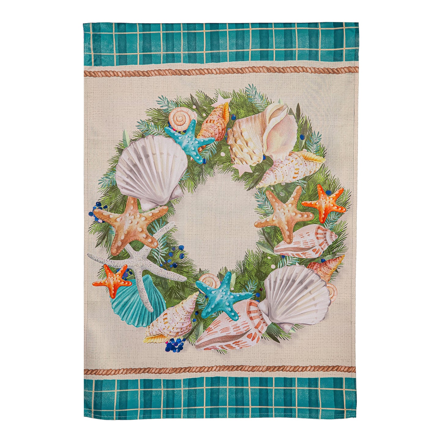 Merry Christmas Shell Wreath Suede House Flag - Tampa Home & Garden Store