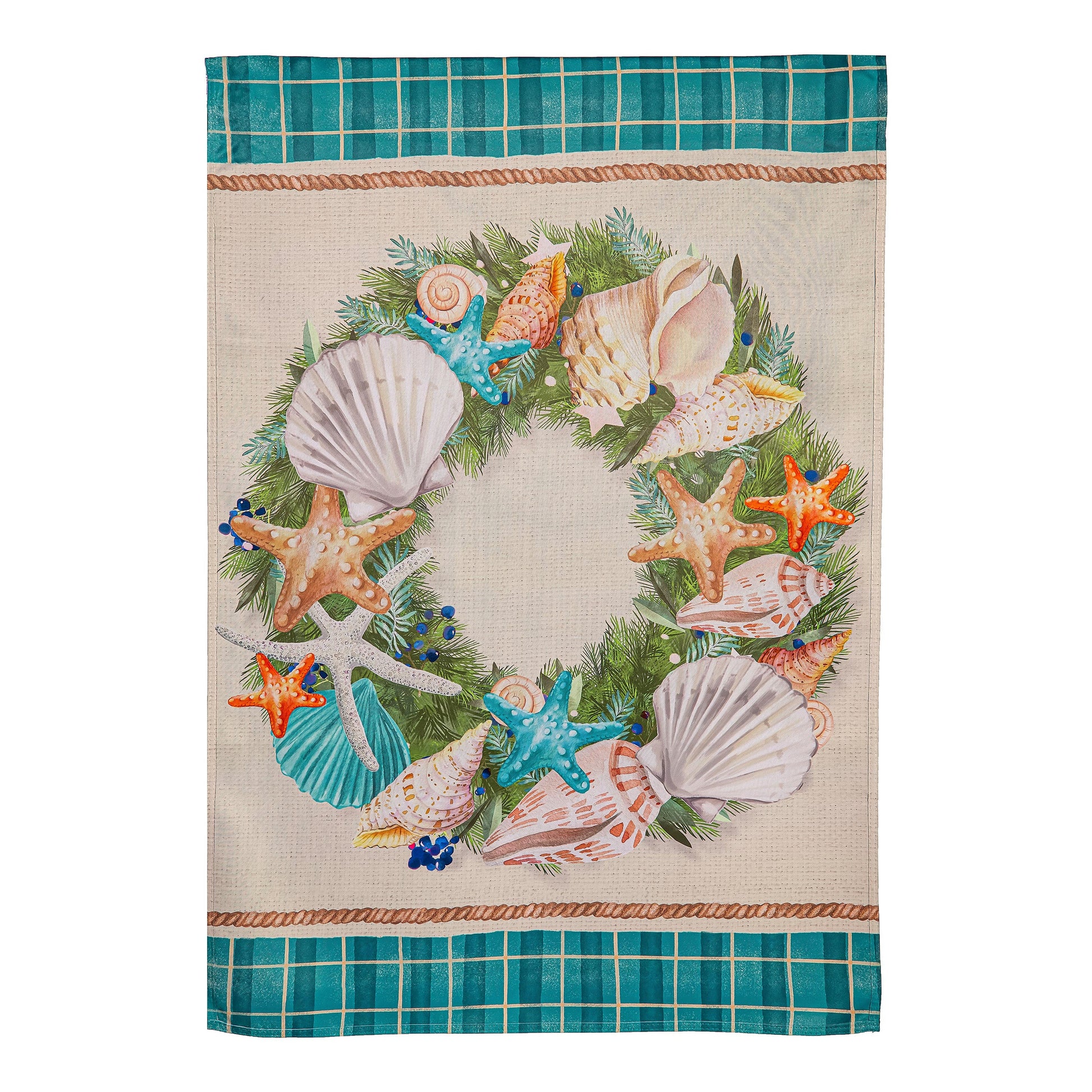 Merry Christmas Shell Wreath Suede House Flag - Tampa Home & Garden Store