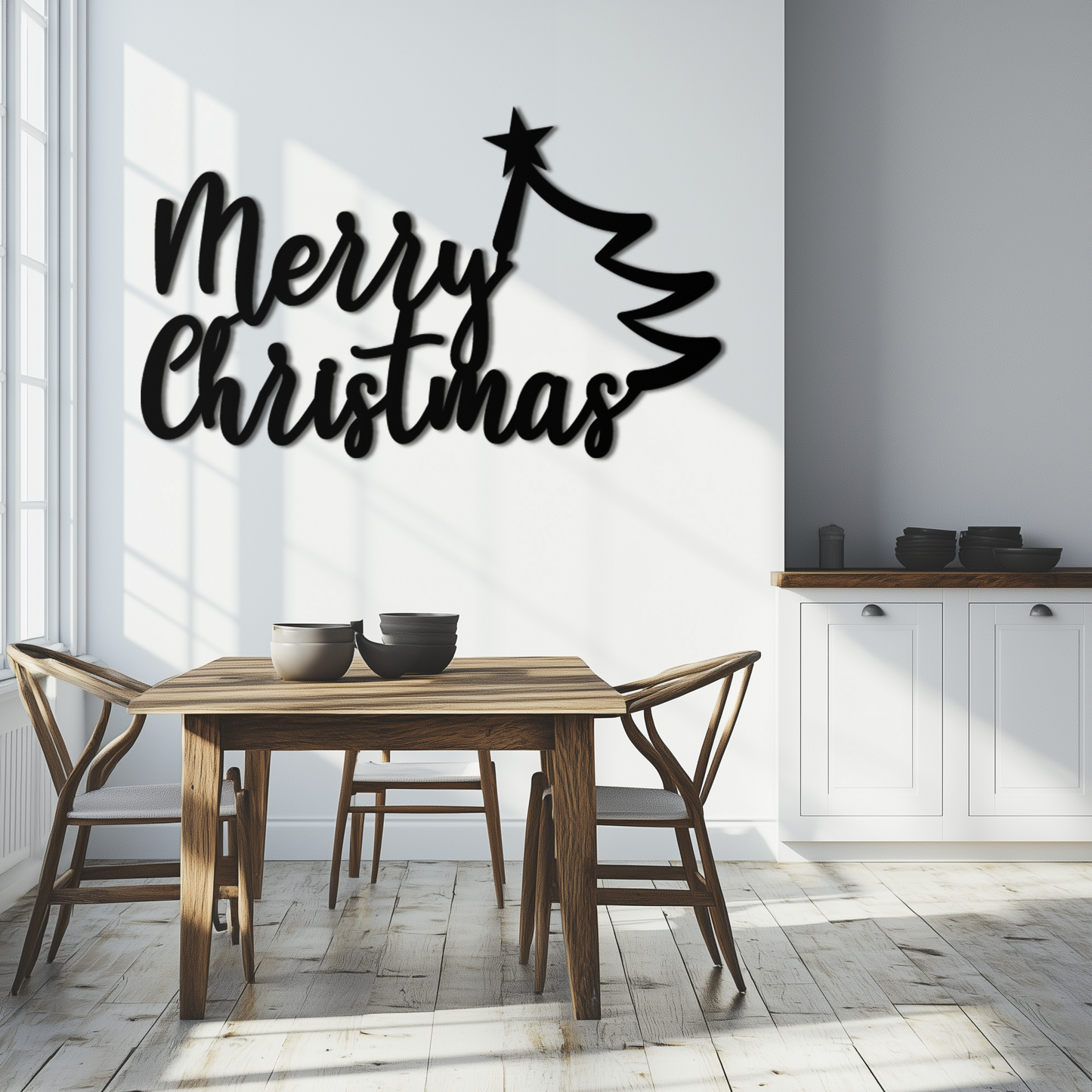Merry Christmas Tree Metal Wall Art - Holiday Season Script Steel Decor- KAF316 - Tampa Home & Garden Store
